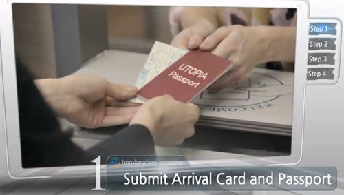 提交入国申告书和护照