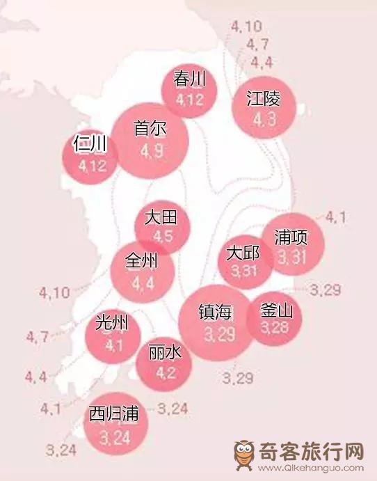 2016年樱花开花预测时期