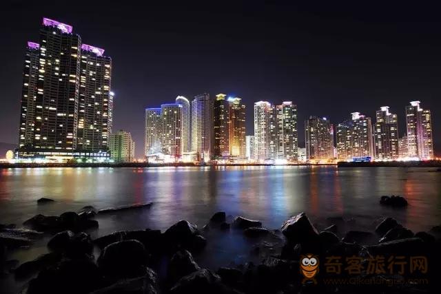 釜山海云台 摩天大楼群夜景 釜山海云台 摩天大楼群夜景