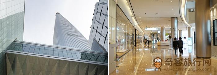 乐天世界塔与乐天世界购物中心的外观与乐天世界购物中心的内部
